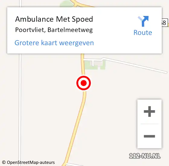 Locatie op kaart van de 112 melding: Ambulance Met Spoed Naar Poortvliet, Bartelmeetweg op 19 april 2019 16:39