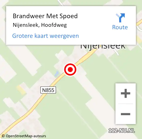 Locatie op kaart van de 112 melding: Brandweer Met Spoed Naar Nijensleek, Hoofdweg op 19 april 2019 16:58