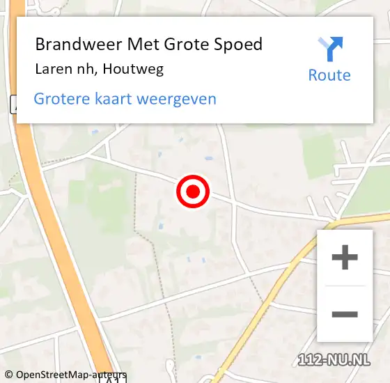 Locatie op kaart van de 112 melding: Brandweer Met Grote Spoed Naar Laren nh, Houtweg op 19 april 2019 17:09