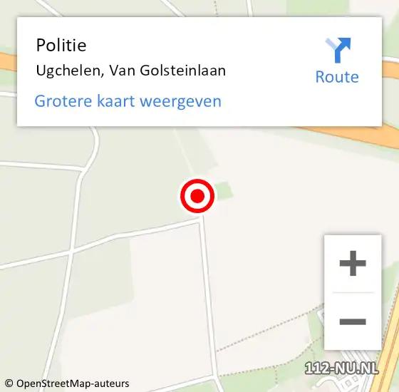 Locatie op kaart van de 112 melding: Politie Ugchelen, Van Golsteinlaan op 19 april 2019 19:17