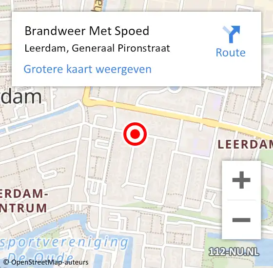 Locatie op kaart van de 112 melding: Brandweer Met Spoed Naar Leerdam, Generaal Pironstraat op 19 april 2019 21:06