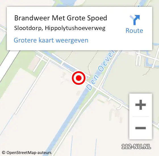 Locatie op kaart van de 112 melding: Brandweer Met Grote Spoed Naar Slootdorp, Hippolytushoeverweg op 19 april 2019 21:31