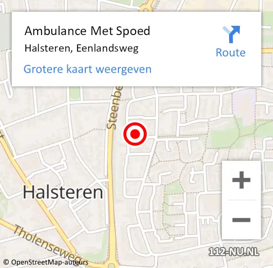 Locatie op kaart van de 112 melding: Ambulance Met Spoed Naar Halsteren, Eenlandsweg op 19 april 2019 21:44