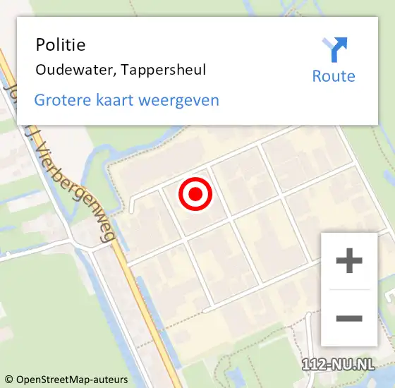 Locatie op kaart van de 112 melding: Politie Oudewater, Tappersheul op 19 april 2019 21:54