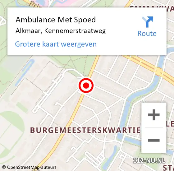 Locatie op kaart van de 112 melding: Ambulance Met Spoed Naar Alkmaar, Kennemerstraatweg op 19 april 2019 23:18