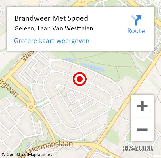 Locatie op kaart van de 112 melding: Brandweer Met Spoed Naar Geleen, Laan Van Westfalen op 19 april 2019 23:48