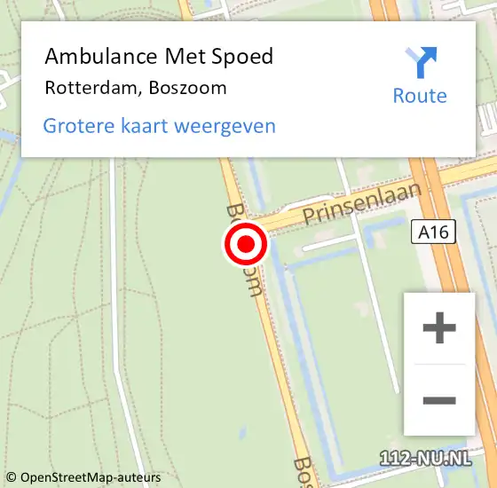 Locatie op kaart van de 112 melding: Ambulance Met Spoed Naar Rotterdam, Boszoom op 19 april 2019 23:48