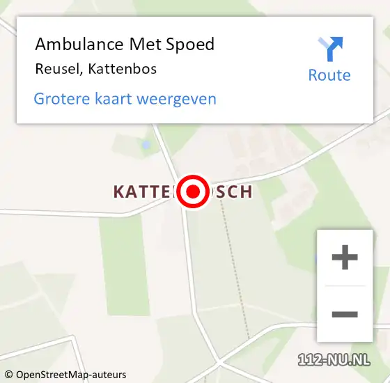 Locatie op kaart van de 112 melding: Ambulance Met Spoed Naar Reusel, Kattenbos op 20 april 2019 00:32