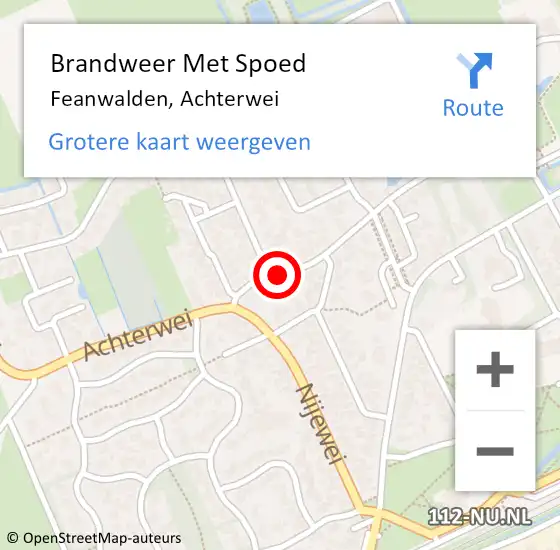 Locatie op kaart van de 112 melding: Brandweer Met Spoed Naar Feanwalden, Achterwei op 20 april 2019 01:39