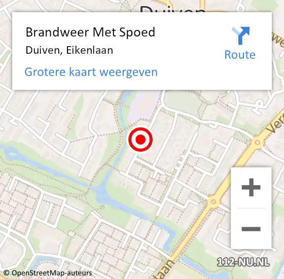 Locatie op kaart van de 112 melding: Brandweer Met Spoed Naar Duiven, Eikenlaan op 20 april 2019 02:06