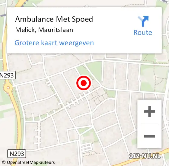 Locatie op kaart van de 112 melding: Ambulance Met Spoed Naar Melick, Mauritslaan op 20 april 2019 03:45