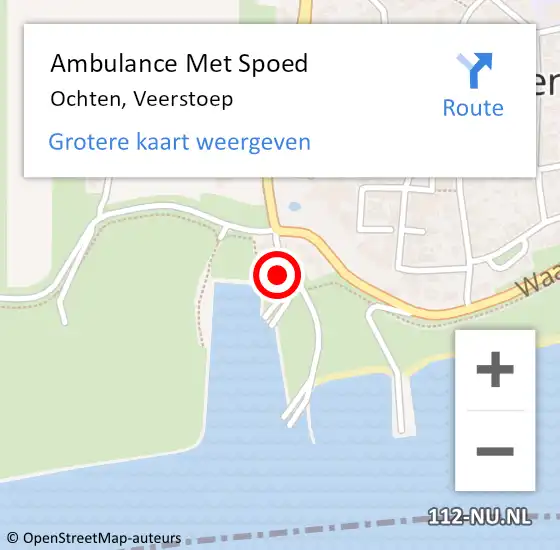 Locatie op kaart van de 112 melding: Ambulance Met Spoed Naar Ochten, Veerstoep op 20 april 2019 07:53