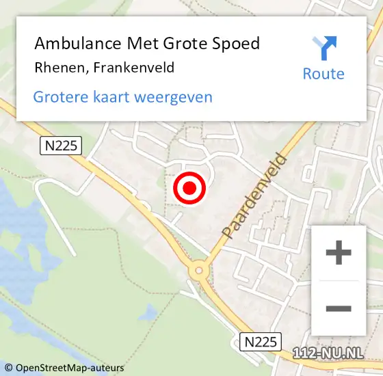 Locatie op kaart van de 112 melding: Ambulance Met Grote Spoed Naar Rhenen, Frankenveld op 20 april 2019 08:56