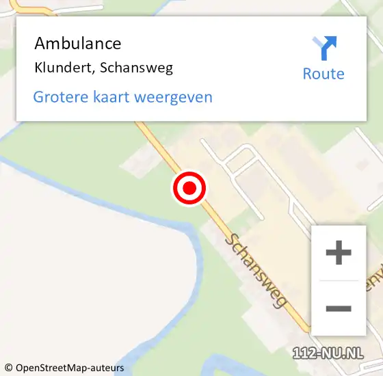 Locatie op kaart van de 112 melding: Ambulance Klundert, Schansweg op 20 april 2019 09:25