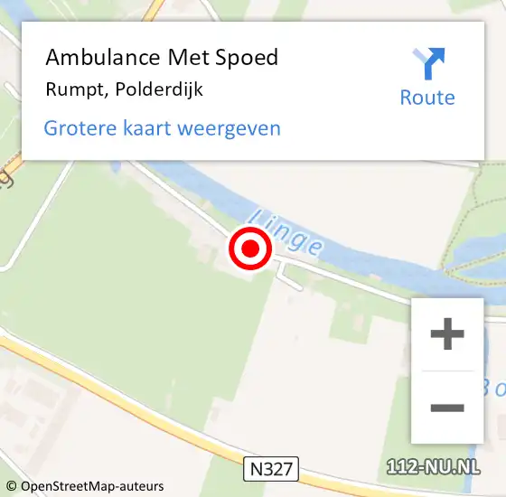 Locatie op kaart van de 112 melding: Ambulance Met Spoed Naar Rumpt, Polderdijk op 20 april 2019 09:43