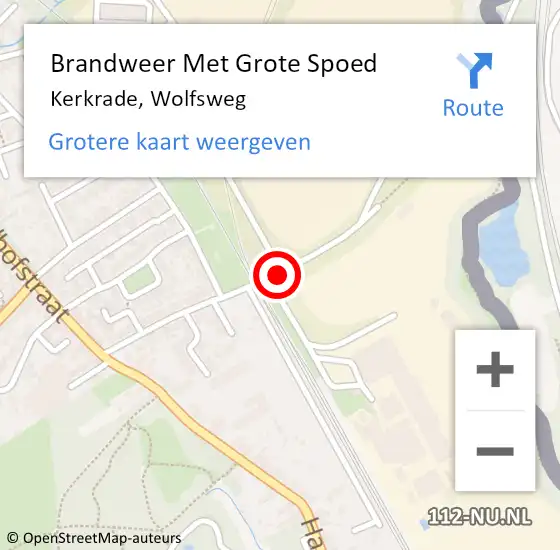 Locatie op kaart van de 112 melding: Brandweer Met Grote Spoed Naar Kerkrade, Wolfsweg op 20 april 2019 10:10