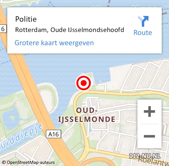 Locatie op kaart van de 112 melding: Politie Rotterdam, Oude IJsselmondsehoofd op 20 april 2019 10:33