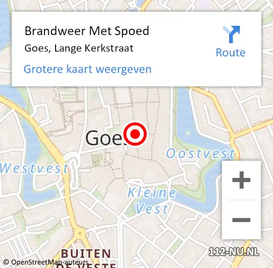 Locatie op kaart van de 112 melding: Brandweer Met Spoed Naar Goes, Lange Kerkstraat op 20 april 2019 11:32