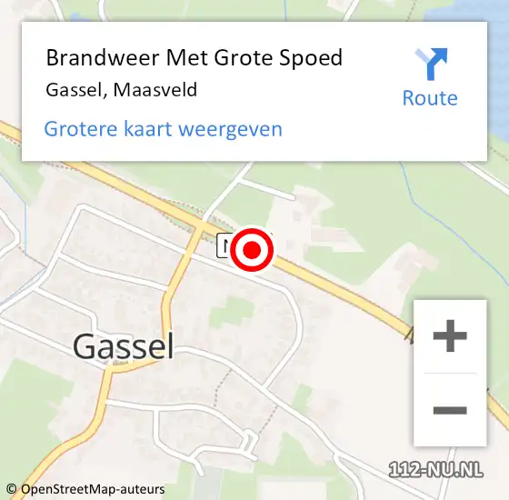 Locatie op kaart van de 112 melding: Brandweer Met Grote Spoed Naar Gassel, Maasveld op 20 april 2019 11:52