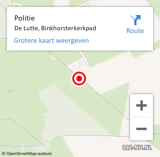 Locatie op kaart van de 112 melding: Politie De Lutte, Binkhorsterkerkpad op 20 april 2019 12:07