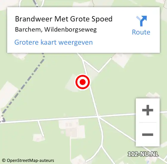 Locatie op kaart van de 112 melding: Brandweer Met Grote Spoed Naar Barchem, Wildenborgseweg op 29 maart 2014 22:40