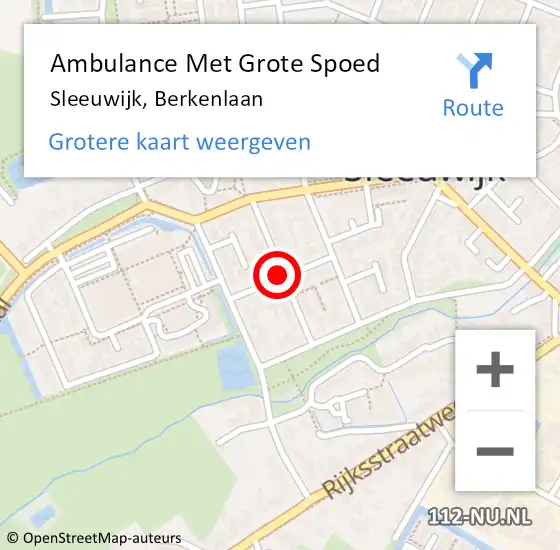 Locatie op kaart van de 112 melding: Ambulance Met Grote Spoed Naar Sleeuwijk, Berkenlaan op 20 april 2019 12:44