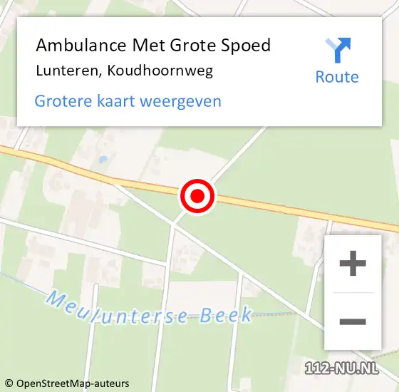 Locatie op kaart van de 112 melding: Ambulance Met Grote Spoed Naar Lunteren, Koudhoornweg op 20 april 2019 12:46
