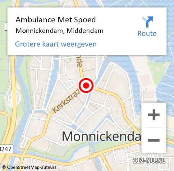 Locatie op kaart van de 112 melding: Ambulance Met Spoed Naar Monnickendam, Middendam op 20 april 2019 12:51