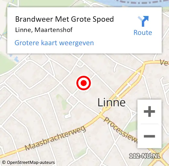 Locatie op kaart van de 112 melding: Brandweer Met Grote Spoed Naar Linne, Maartenshof op 20 april 2019 13:31