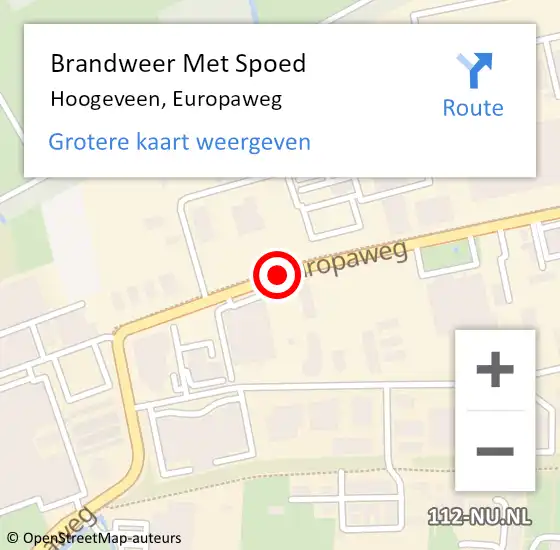 Locatie op kaart van de 112 melding: Brandweer Met Spoed Naar Hoogeveen, Europaweg op 20 april 2019 13:42