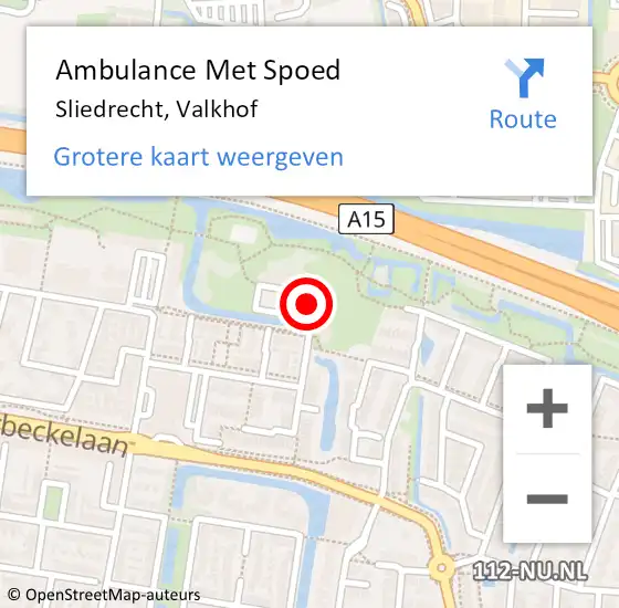 Locatie op kaart van de 112 melding: Ambulance Met Spoed Naar Sliedrecht, Valkhof op 20 april 2019 14:38