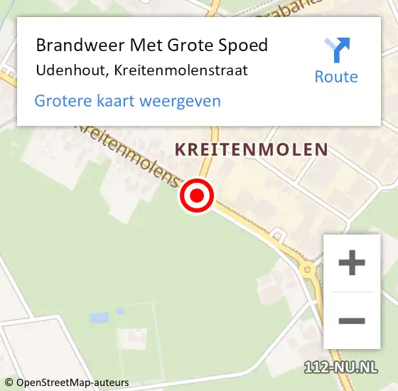 Locatie op kaart van de 112 melding: Brandweer Met Grote Spoed Naar Udenhout, Kreitenmolenstraat op 20 april 2019 15:22