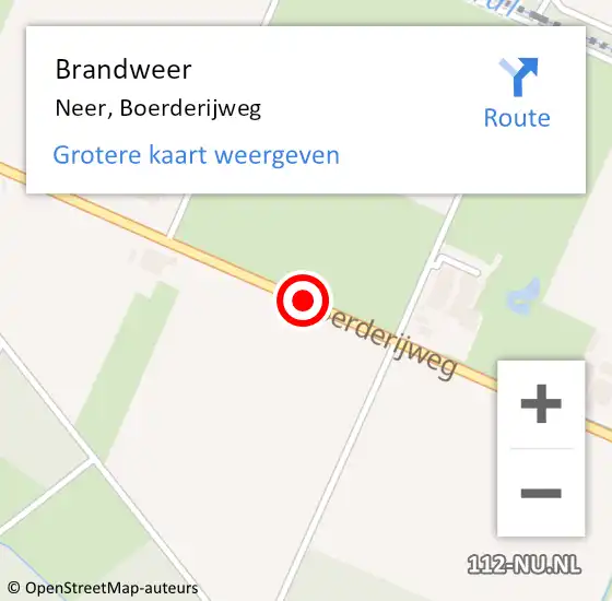 Locatie op kaart van de 112 melding: Brandweer Neer, Boerderijweg op 20 april 2019 16:23