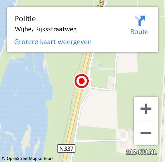 Locatie op kaart van de 112 melding: Politie Wijhe, Rijksstraatweg op 20 april 2019 16:43