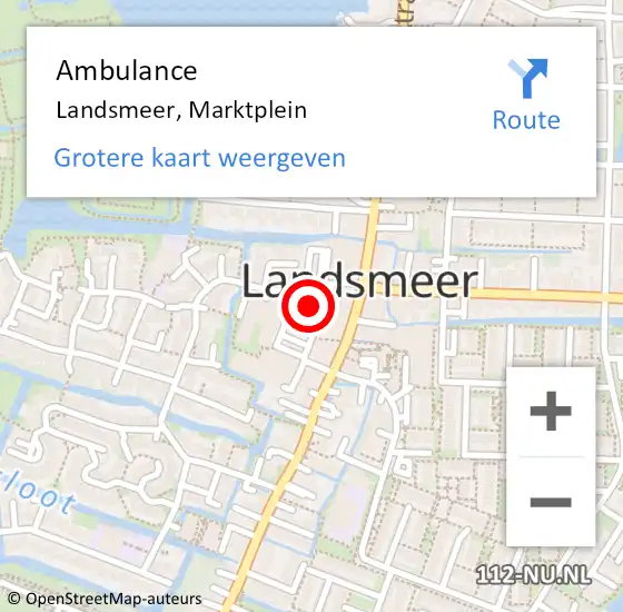 Locatie op kaart van de 112 melding: Ambulance Landsmeer, Marktplein op 20 april 2019 16:45