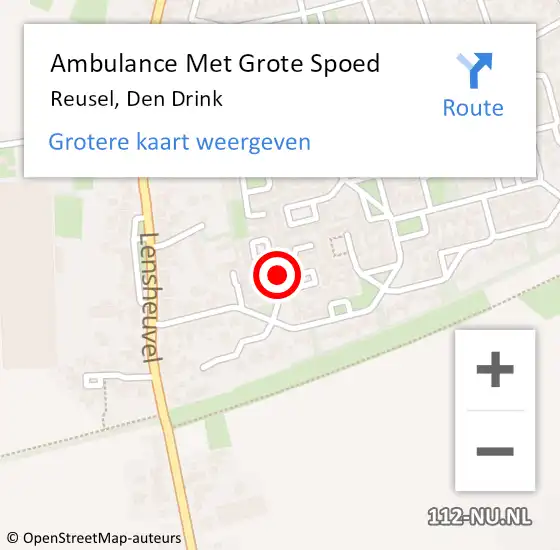 Locatie op kaart van de 112 melding: Ambulance Met Grote Spoed Naar Reusel, Den Drink op 20 april 2019 17:37