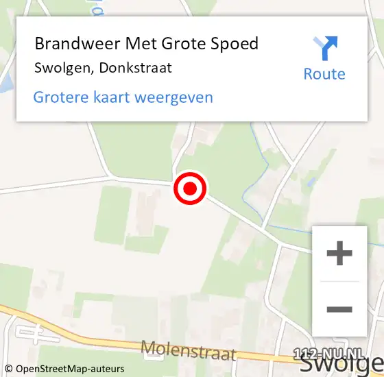 Locatie op kaart van de 112 melding: Brandweer Met Grote Spoed Naar Swolgen, Donkstraat op 20 april 2019 17:42