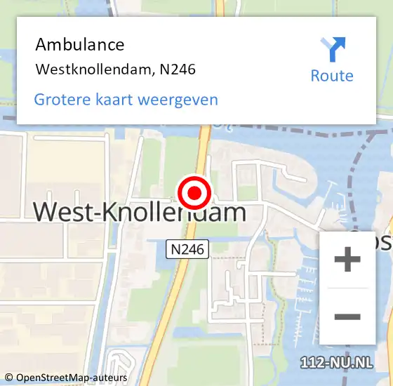 Locatie op kaart van de 112 melding: Ambulance Westknollendam, N246 op 20 april 2019 18:22