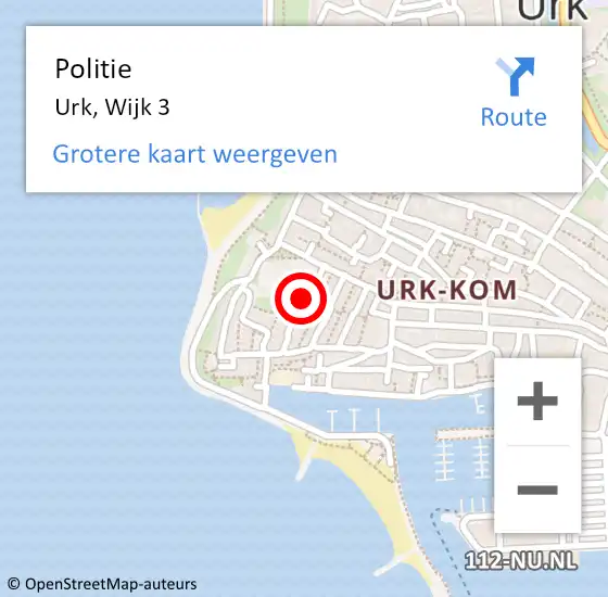 Locatie op kaart van de 112 melding: Politie Urk, Wijk 3 op 20 april 2019 18:43