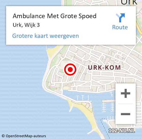 Locatie op kaart van de 112 melding: Ambulance Met Grote Spoed Naar Urk, Wijk 3 op 20 april 2019 18:45