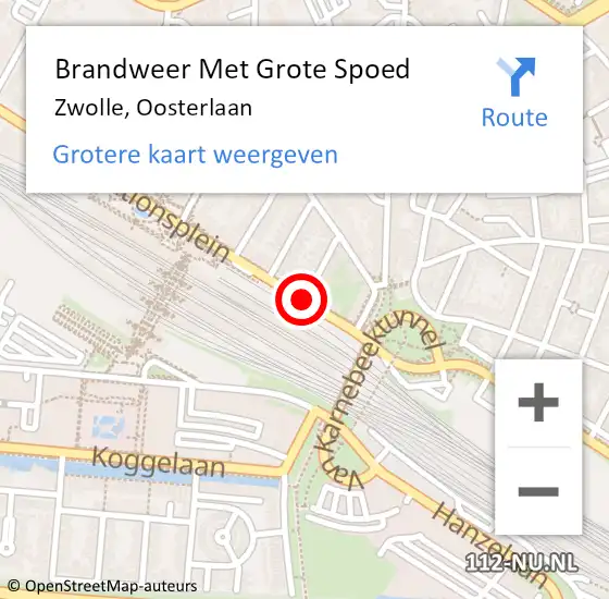 Locatie op kaart van de 112 melding: Brandweer Met Grote Spoed Naar Zwolle, Oosterlaan op 20 april 2019 18:55