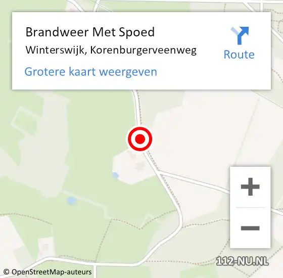 Locatie op kaart van de 112 melding: Brandweer Met Spoed Naar Winterswijk, Korenburgerveenweg op 20 april 2019 19:39