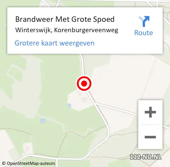 Locatie op kaart van de 112 melding: Brandweer Met Grote Spoed Naar Winterswijk, Korenburgerveenweg op 20 april 2019 19:57