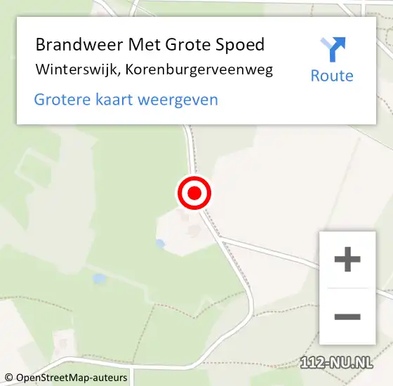 Locatie op kaart van de 112 melding: Brandweer Met Grote Spoed Naar Winterswijk, Korenburgerveenweg op 20 april 2019 20:00