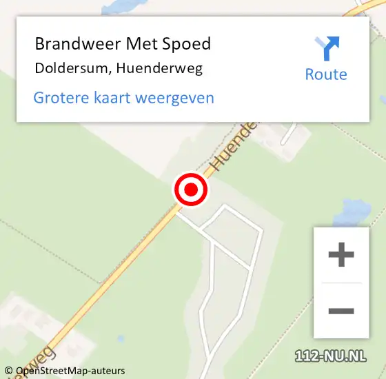 Locatie op kaart van de 112 melding: Brandweer Met Spoed Naar Doldersum, Huenderweg op 20 april 2019 20:23