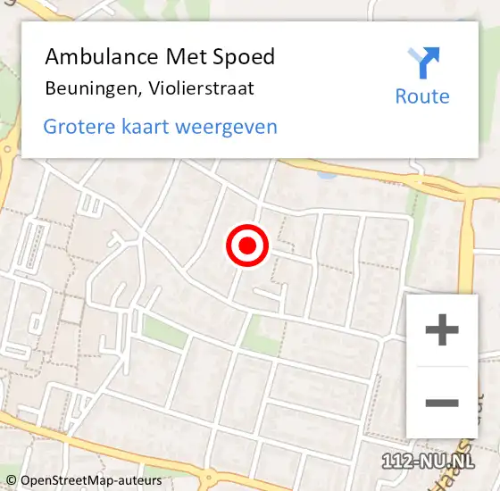 Locatie op kaart van de 112 melding: Ambulance Met Spoed Naar Beuningen, Violierstraat op 20 april 2019 20:39