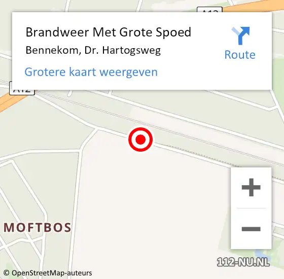 Locatie op kaart van de 112 melding: Brandweer Met Grote Spoed Naar Bennekom, Dr. Hartogsweg op 20 april 2019 20:50