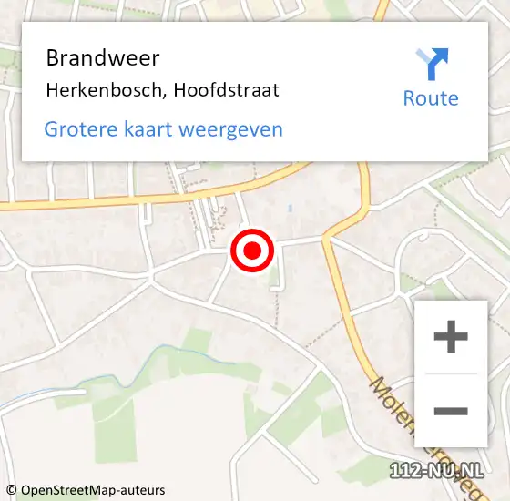 Locatie op kaart van de 112 melding: Brandweer Herkenbosch, Hoofdstraat op 20 april 2019 21:16