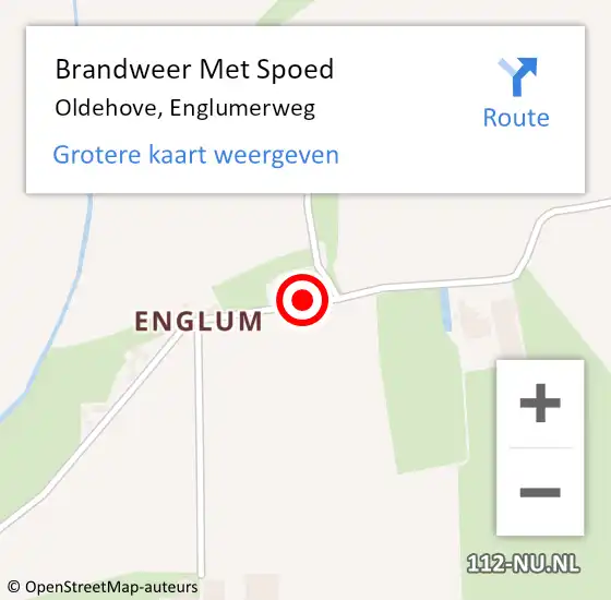 Locatie op kaart van de 112 melding: Brandweer Met Spoed Naar Oldehove, Englumerweg op 20 april 2019 21:41