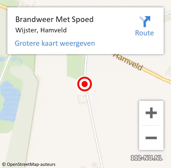 Locatie op kaart van de 112 melding: Brandweer Met Spoed Naar Wijster, Hamveld op 20 april 2019 23:31